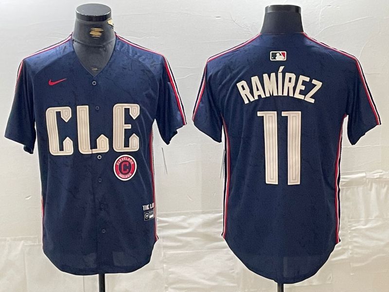 Men Cleveland Indians #11 Ramirez Blue City Edition Nike 2024 MLB Jersey style 9